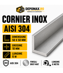 Cornier inox AISI 304, 50 x 50 x 10 mm, 6 metri